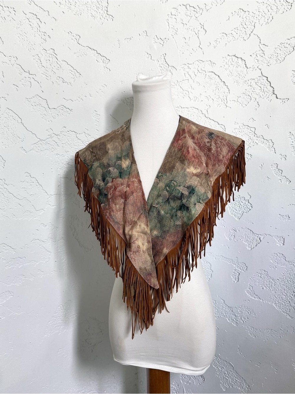 Vintage Floral Fringe Shawl Wrap | Western Boho Prairie Cottagecore